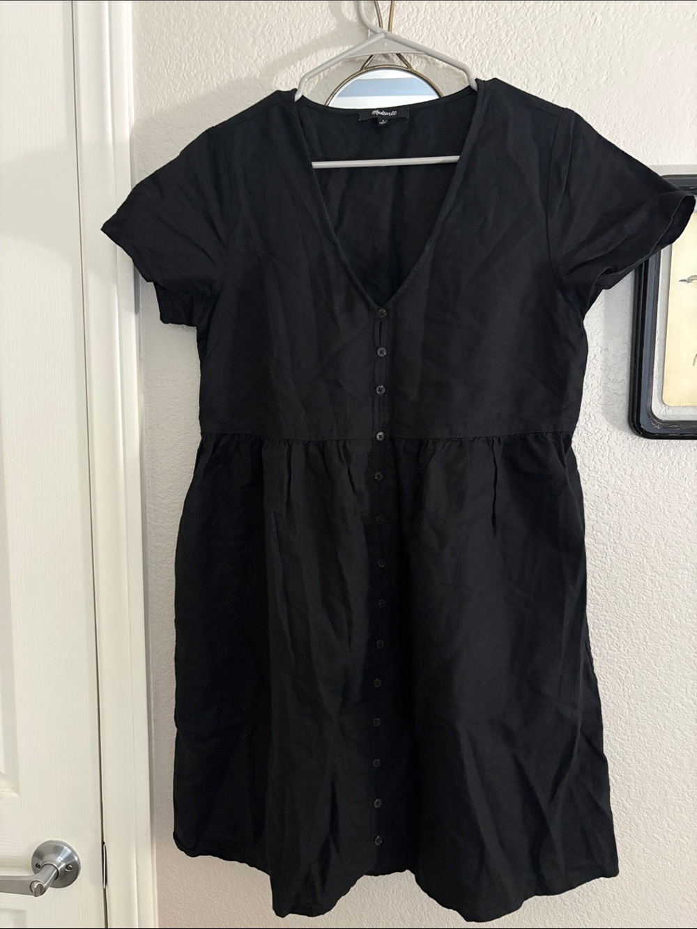 Madewell brand, Black Button-Front Short Sleeve Dress